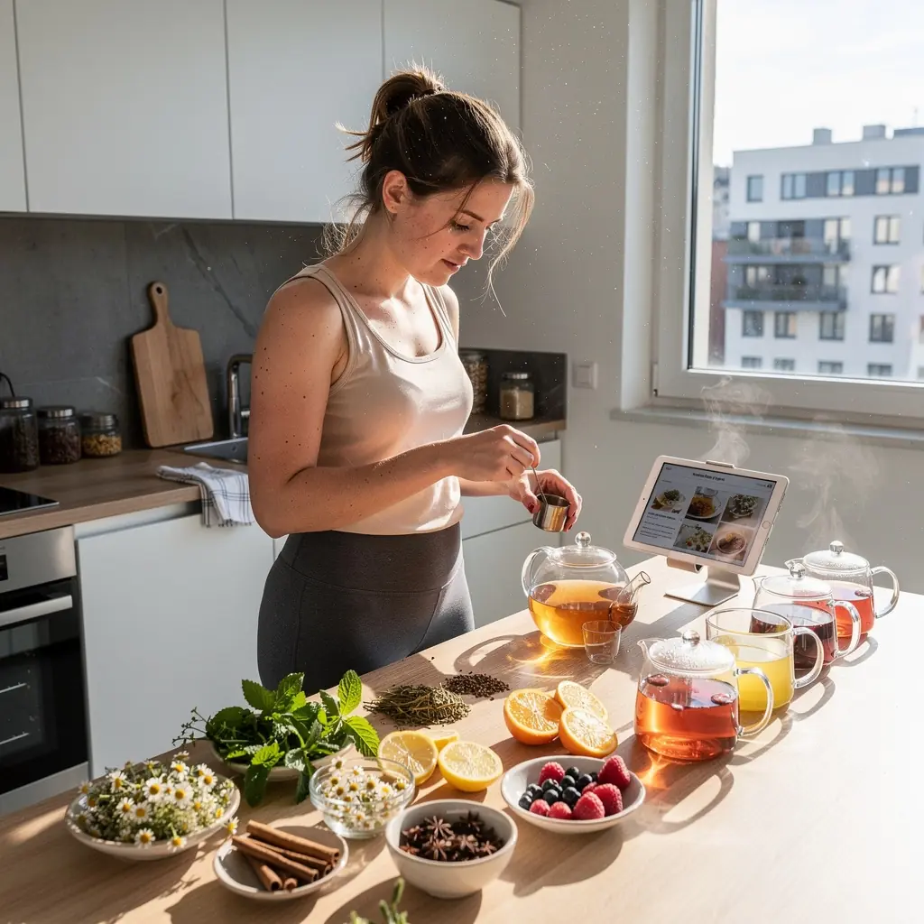 Žena, ktorá si vychutnáva šálku čaju v útulnom prostredí.